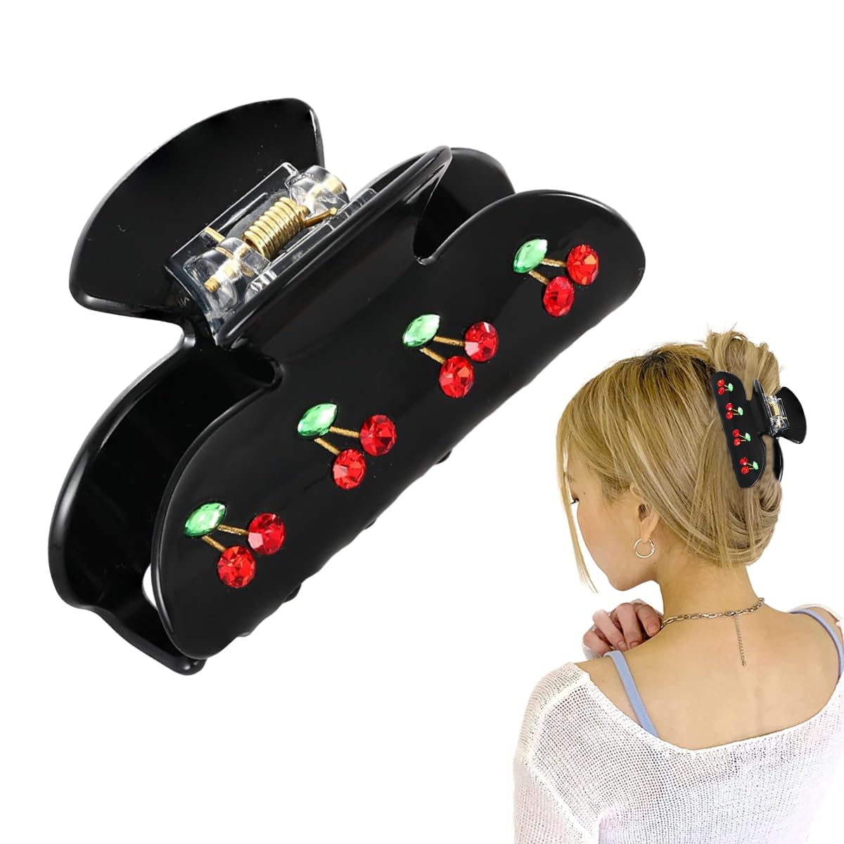 PALAY Hair Claw Clips for Women Cute Cherry Claw Clips Acrylic Hair Claws Medium Size Hair Clips Jaw Aesthetic Nonslip Hair Clamps for Women Ladies - Black PALAY Hair Claw Clips for Women Cute Cherry Claw Clips Acrylic Hair Claws Medium Size Hair Clips Jaw Aesthetic Nonslip Hair Clamps for Women Ladies - Black